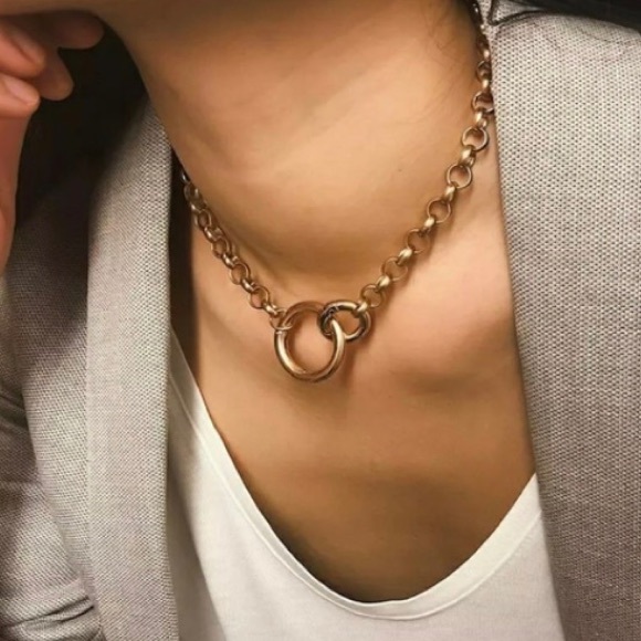 **New 18k Gold Punk Cuban Choker Necklace - Picture 2 of 5